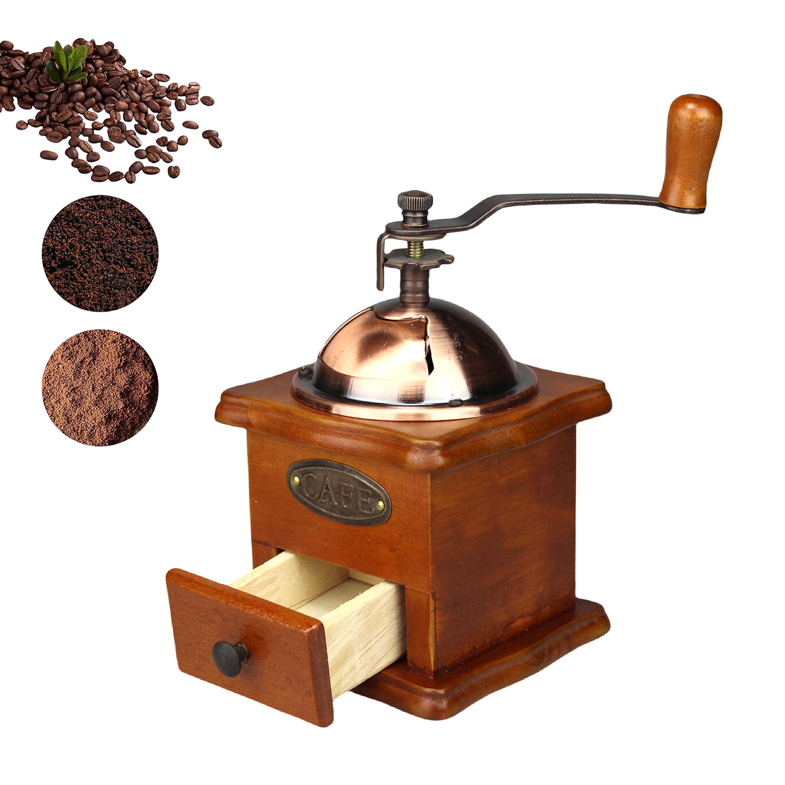 Vintage Coffee Equipment - Moedor de café manual antigo, manivela,