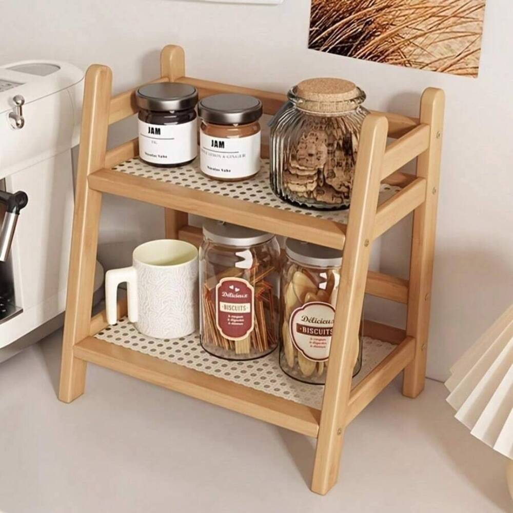 Coffee Equipment Rack - Prateleira de Armazenamento de Bambu de