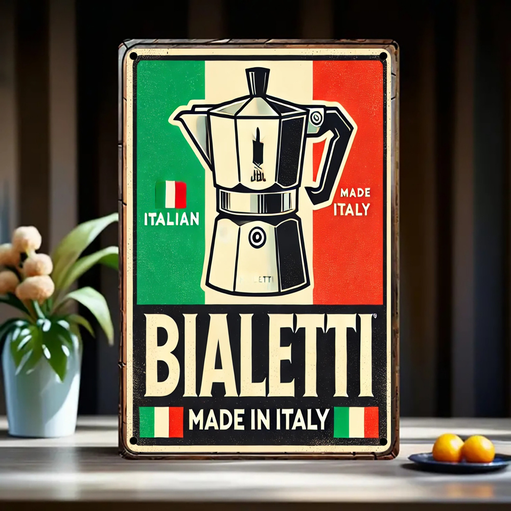 Vintage Coffee Equipment - Cafeteira italiana moka com bandeira da