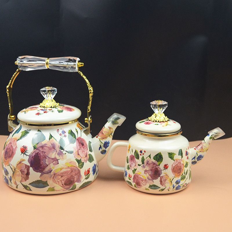 Chaleira De Esmalte De Rosa Vi - Vintage Coffee Equipment avaliação e preço