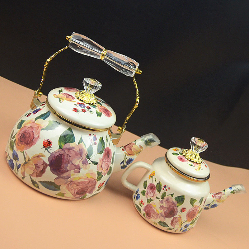 Chaleira De Esmalte De Rosa Vi - Vintage Coffee Equipment avaliação e preço