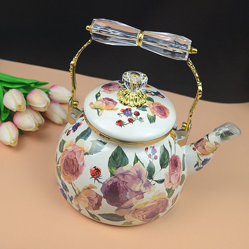 Chaleira De Esmalte De Rosa Vi - Vintage Coffee Equipment avaliação e preço