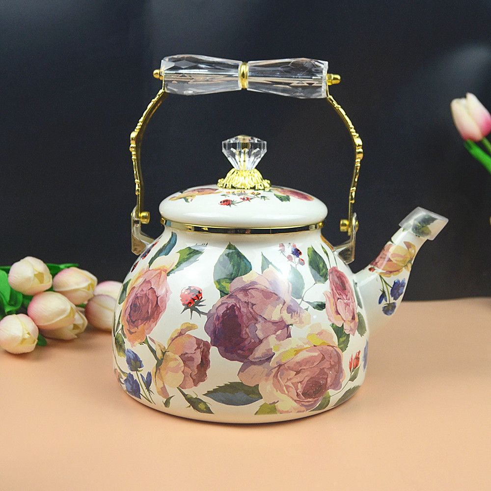 Chaleira De Esmalte De Rosa Vi - Vintage Coffee Equipment avaliação e preço